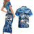 Striped Bass Fishing Couples Matching Short Sleeve Bodycon Dress and Hawaiian Shirt Ocean Waves