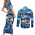 Striped Bass Fishing Couples Matching Short Sleeve Bodycon Dress and Long Sleeve Button Shirt Ocean Waves