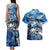 Striped Bass Fishing Couples Matching Tank Maxi Dress and Hawaiian Shirt Ocean Waves