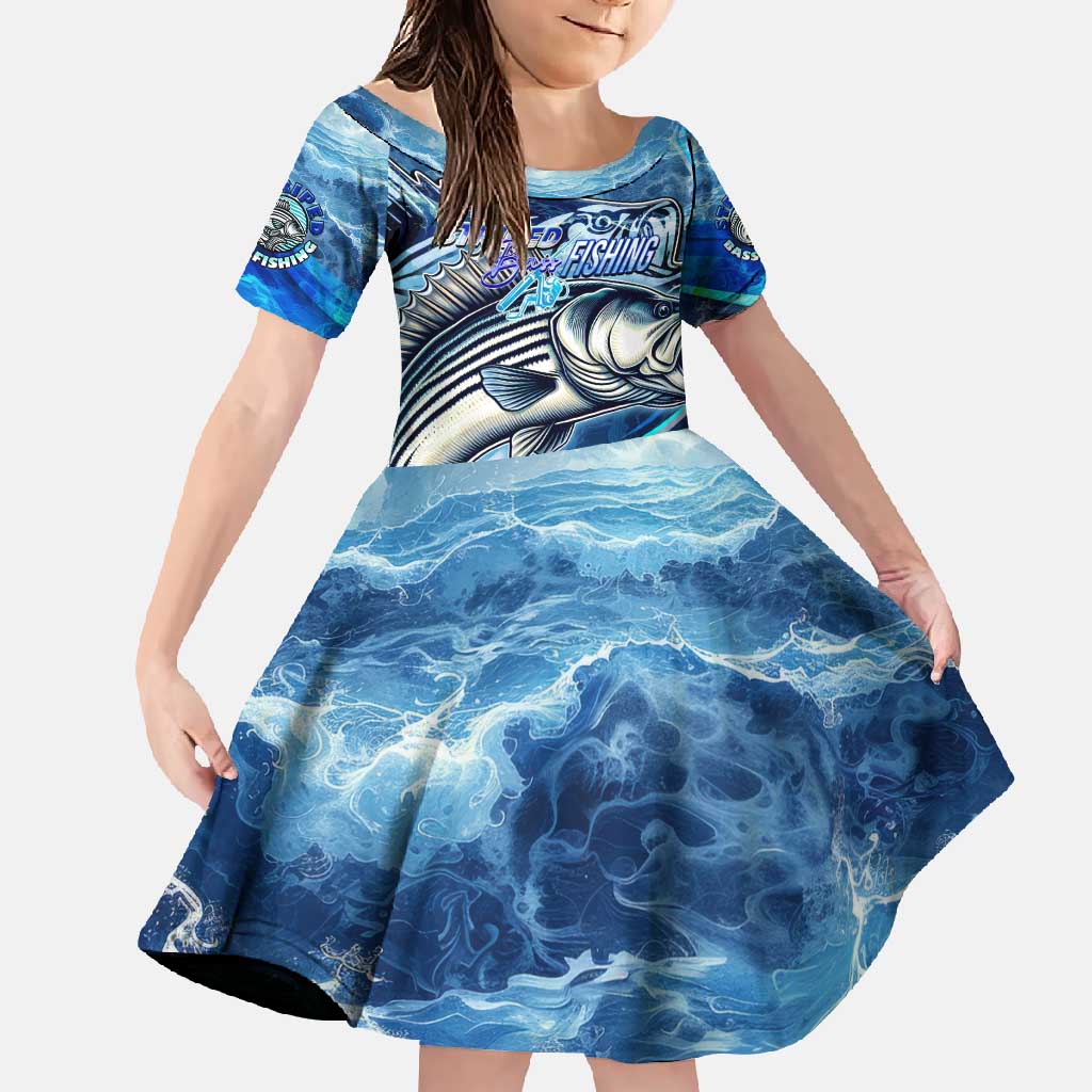 Striped Bass Fishing Family Matching Mermaid Dress and Hawaiian Shirt Ocean Waves