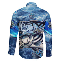 Striped Bass Fishing Family Matching Tank Maxi Dress and Hawaiian Shirt Ocean Waves