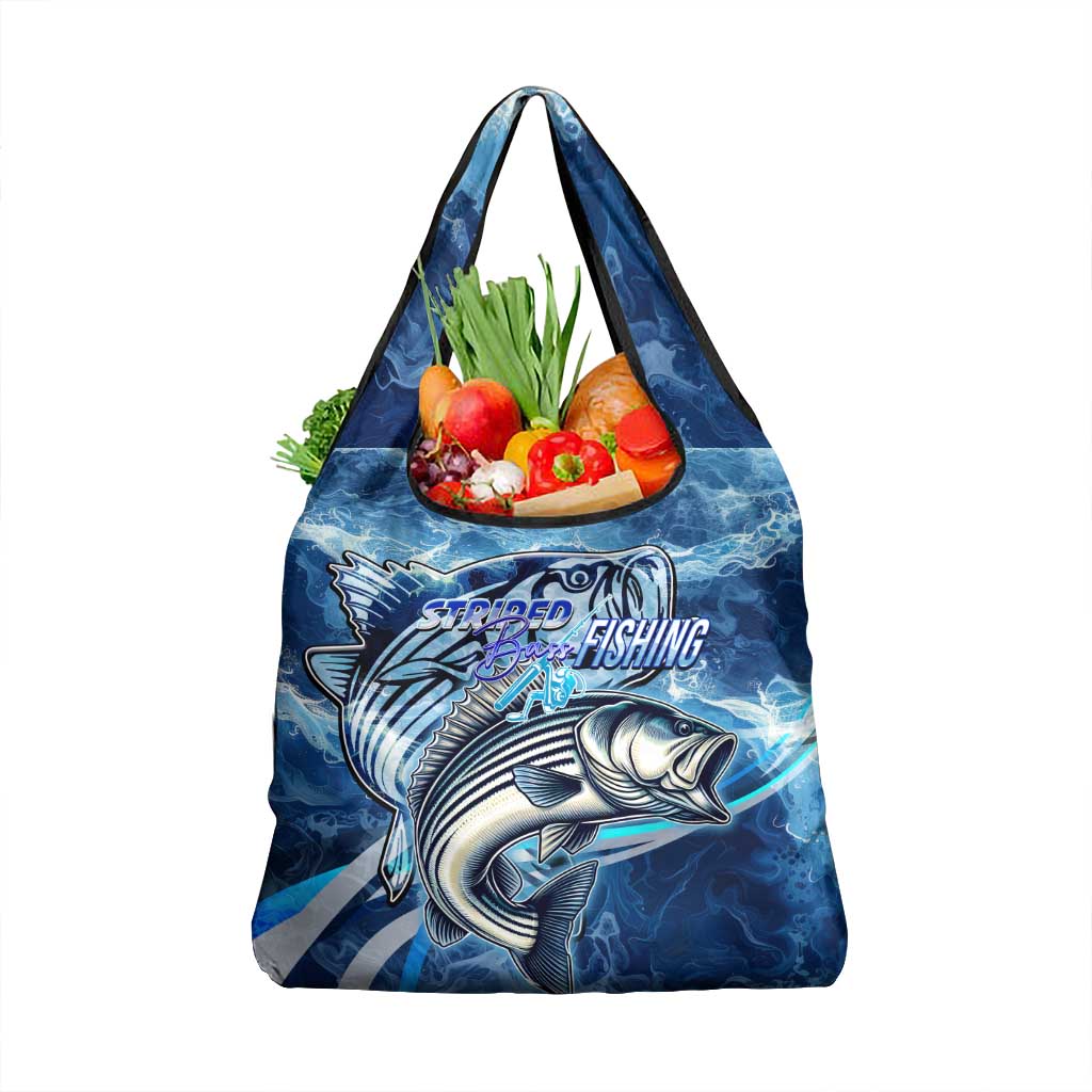 Striped Bass Fishing Grocery Bag Ocean Waves