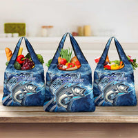 Striped Bass Fishing Grocery Bag Ocean Waves