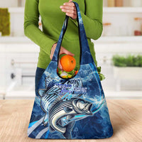 Striped Bass Fishing Grocery Bag Ocean Waves
