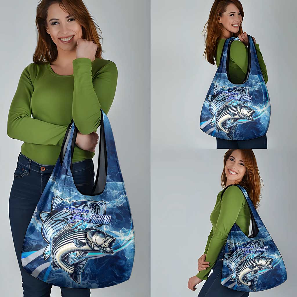 Striped Bass Fishing Grocery Bag Ocean Waves