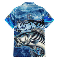 Striped Bass Fishing Hawaiian Shirt Ocean Waves