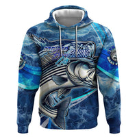 Striped Bass Fishing Hoodie Ocean Waves