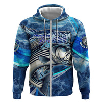 Striped Bass Fishing Hoodie Ocean Waves