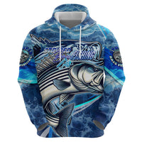 Striped Bass Fishing Hoodie Ocean Waves