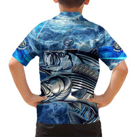 Striped Bass Fishing Kid Hawaiian Shirt Ocean Waves