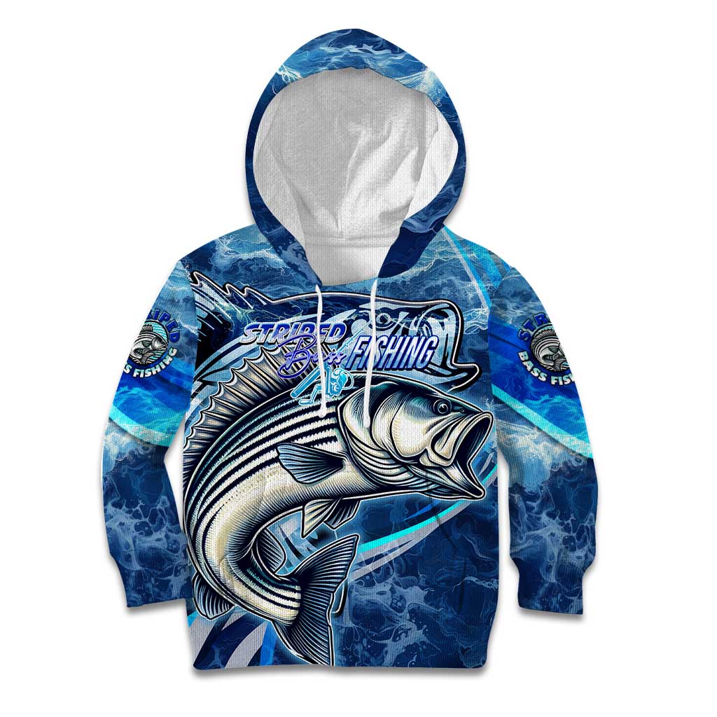 Striped Bass Fishing Kid Hoodie Ocean Waves