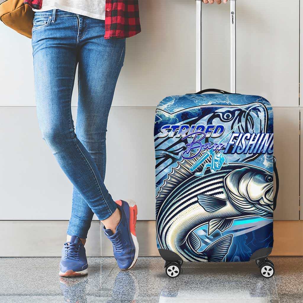 Striped Bass Fishing Luggage Cover Ocean Waves