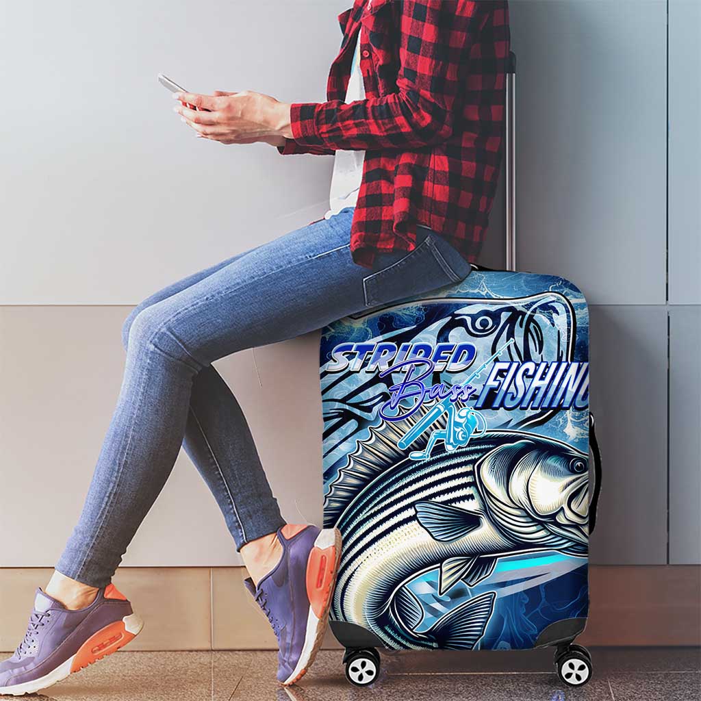 Striped Bass Fishing Luggage Cover Ocean Waves