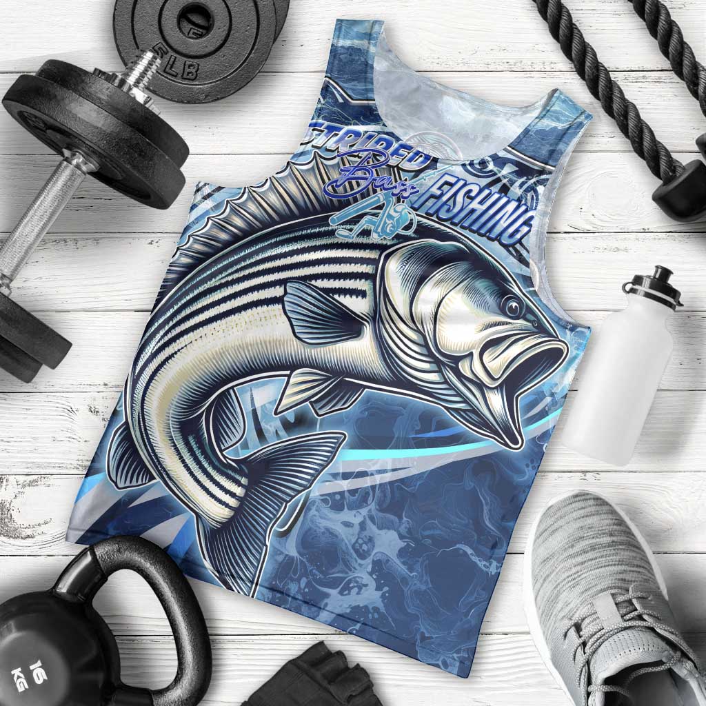 Striped Bass Fishing Men Tank Top Ocean Waves