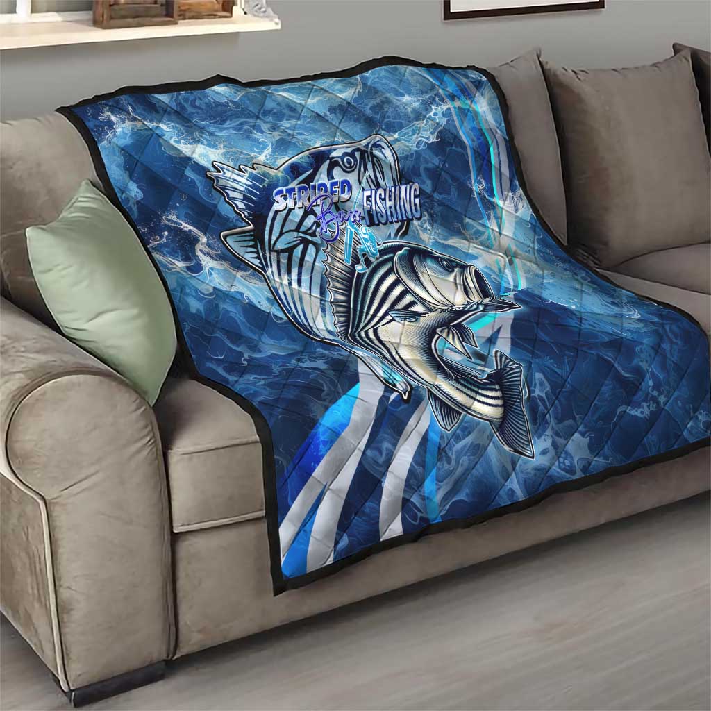 Striped Bass Fishing Quilt Ocean Waves
