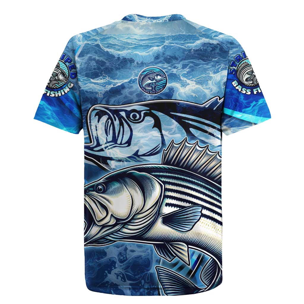 Striped Bass Fishing Rugby Jersey Ocean Waves