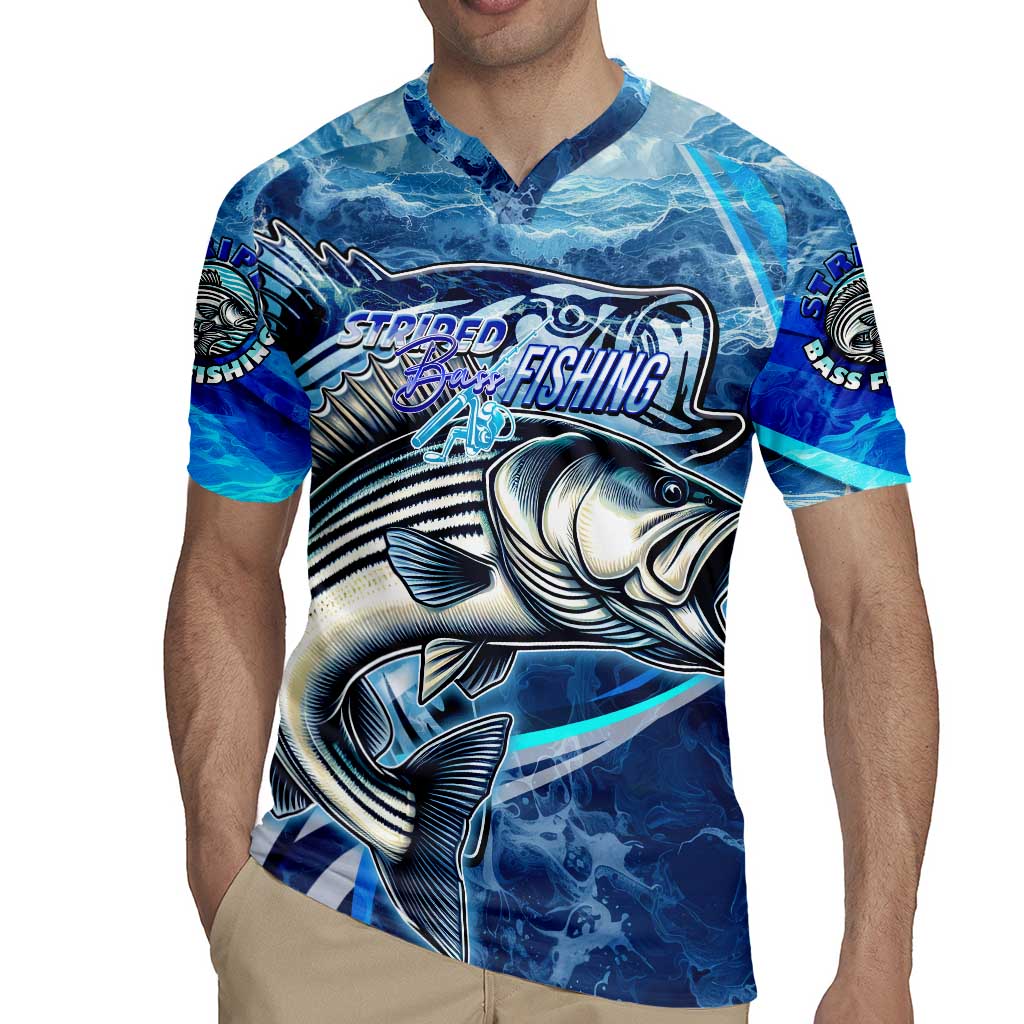 Striped Bass Fishing Rugby Jersey Ocean Waves