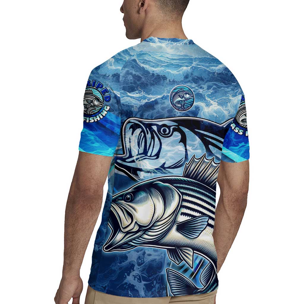 Striped Bass Fishing Rugby Jersey Ocean Waves