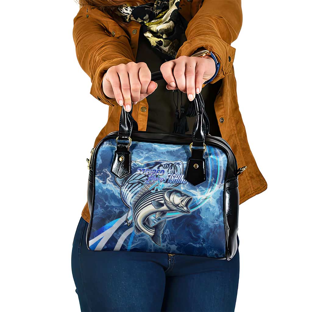 Striped Bass Fishing Shoulder Handbag Ocean Waves