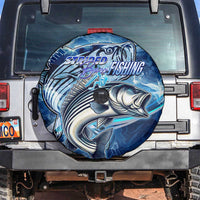 Striped Bass Fishing Spare Tire Cover Ocean Waves