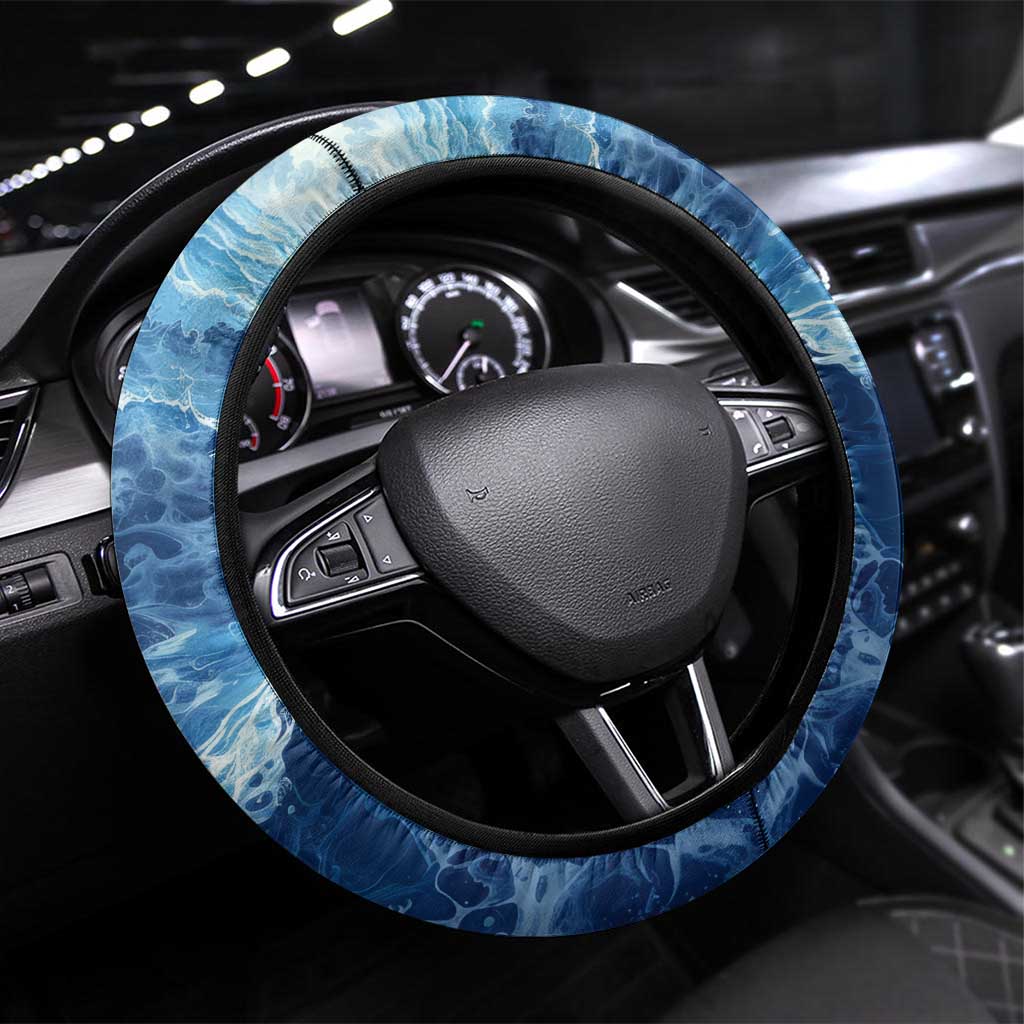 Striped Bass Fishing Steering Wheel Cover Ocean Waves