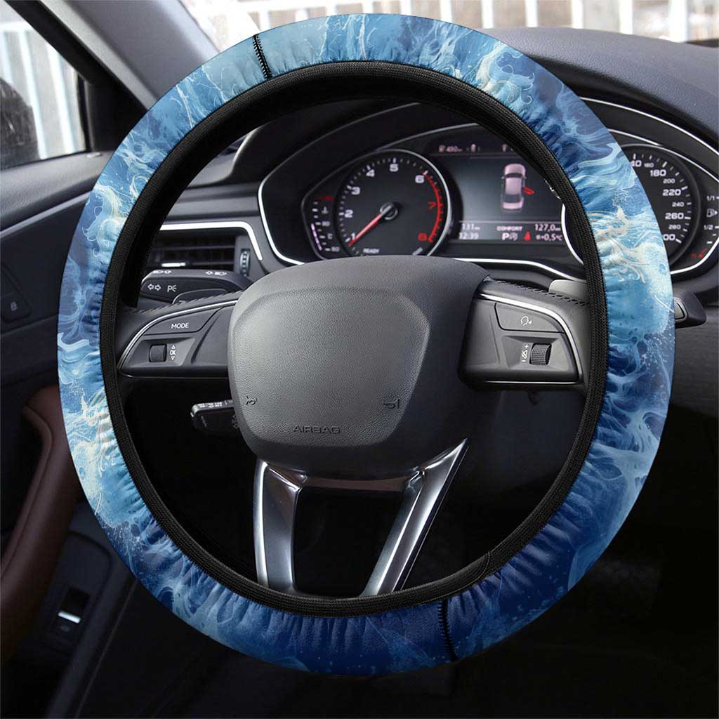 Striped Bass Fishing Steering Wheel Cover Ocean Waves