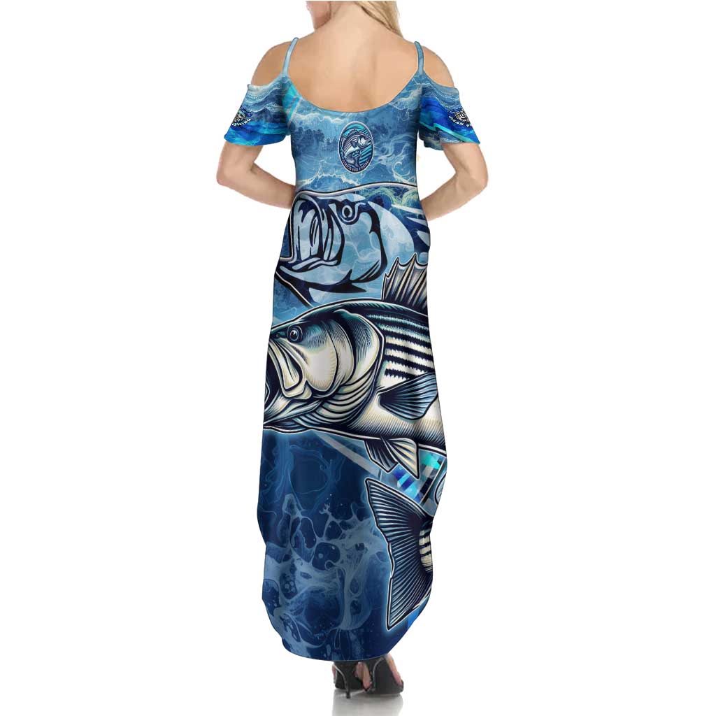 Striped Bass Fishing Summer Maxi Dress Ocean Waves