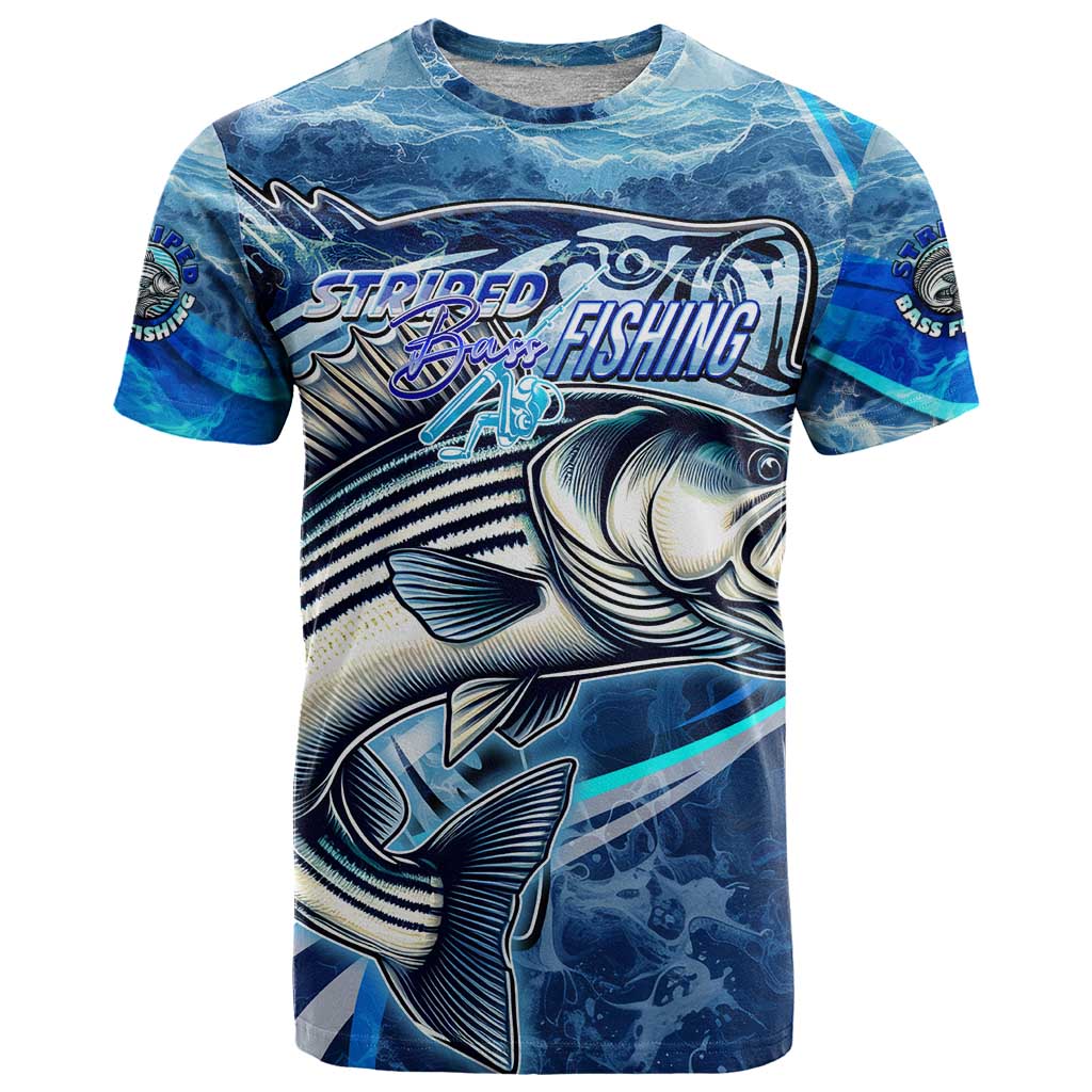 Striped Bass Fishing T Shirt Ocean Waves