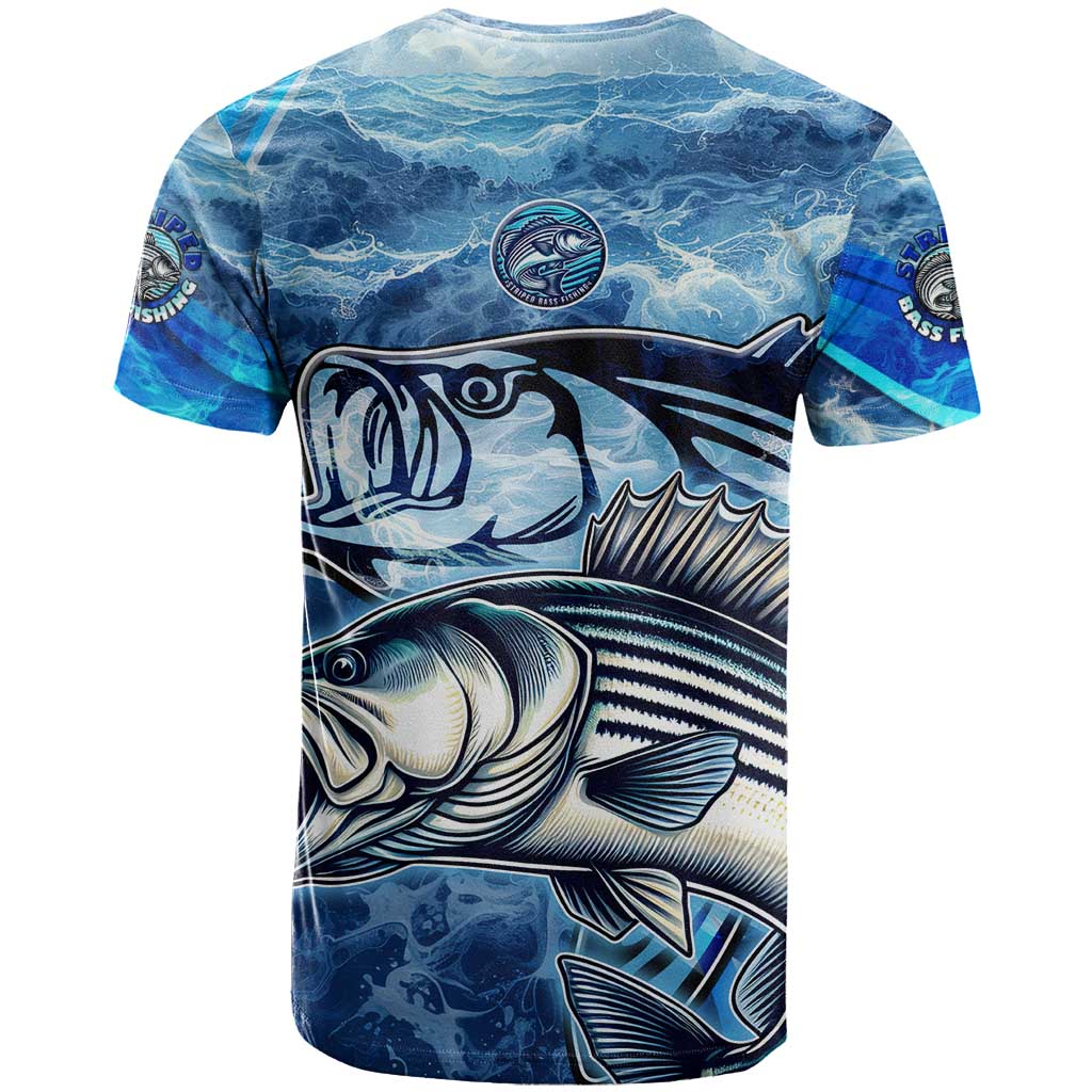 Striped Bass Fishing T Shirt Ocean Waves