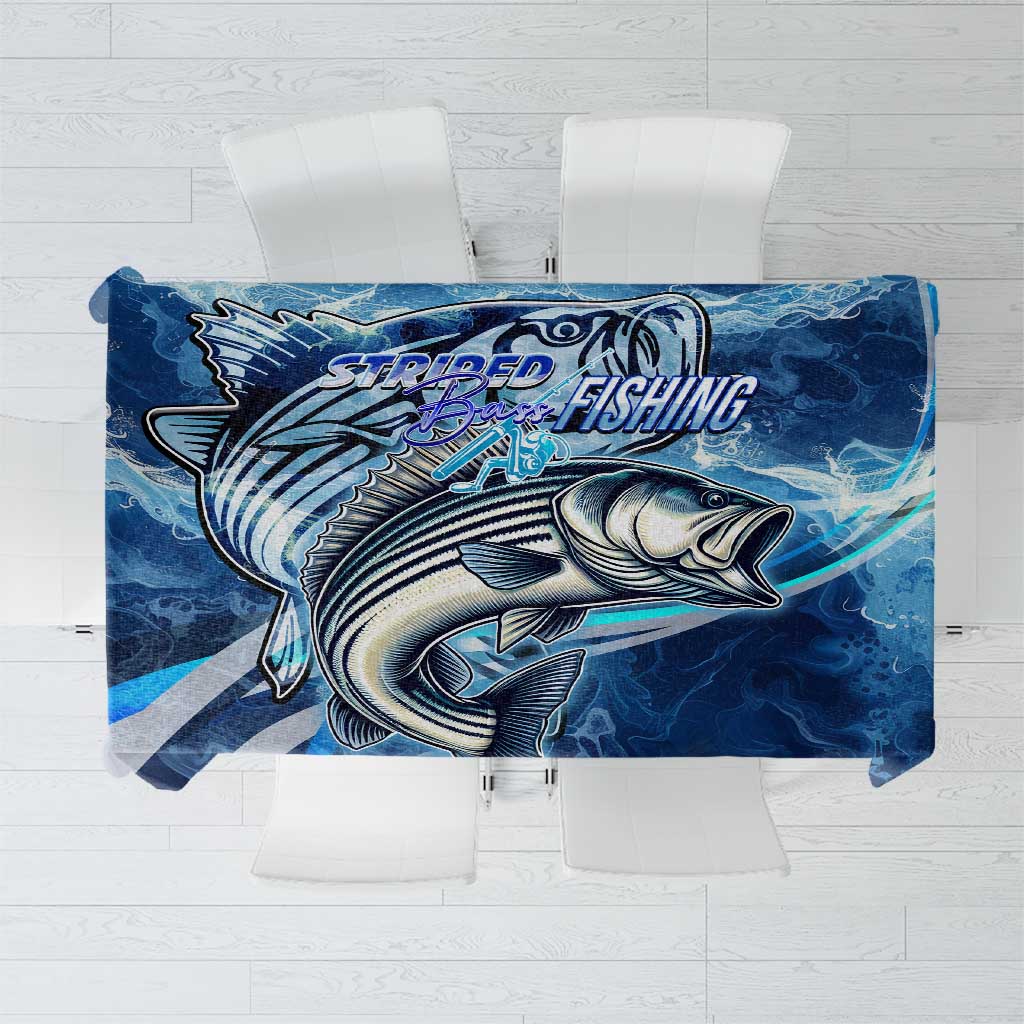 Striped Bass Fishing Tablecloth Ocean Waves