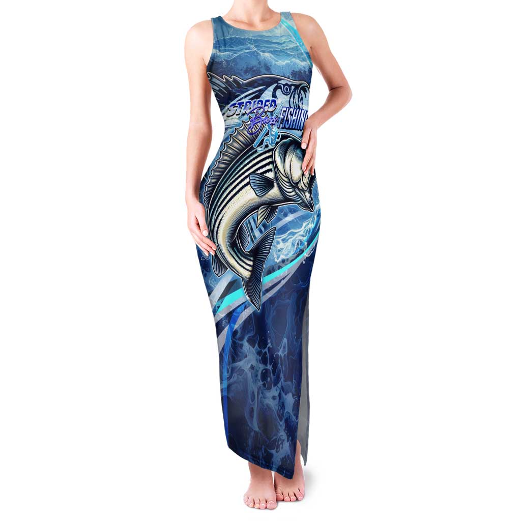 Striped Bass Fishing Tank Maxi Dress Ocean Waves