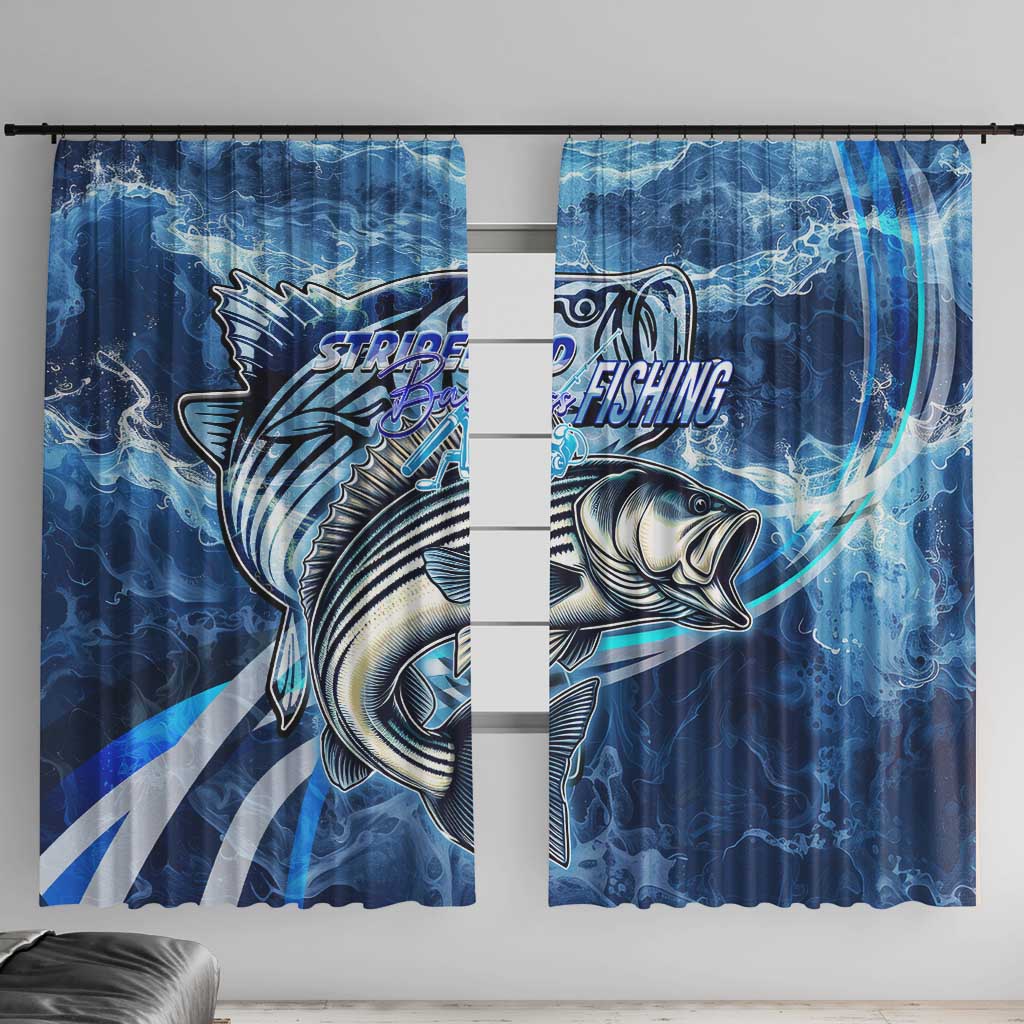 Striped Bass Fishing Window Curtain Ocean Waves