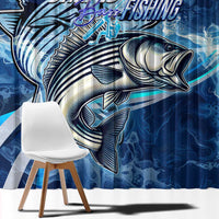 Striped Bass Fishing Window Curtain Ocean Waves