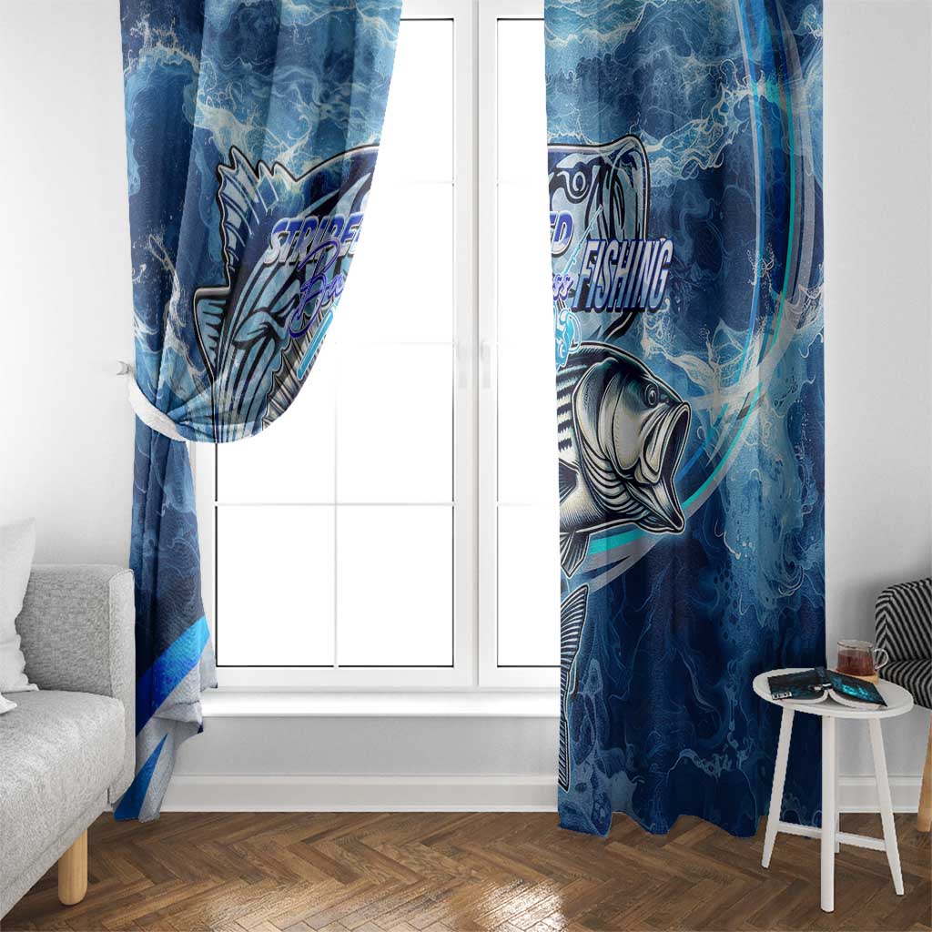 Striped Bass Fishing Window Curtain Ocean Waves