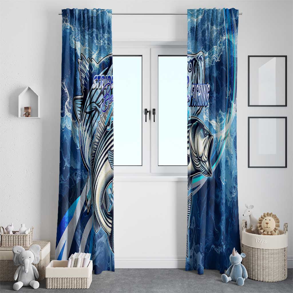 Striped Bass Fishing Window Curtain Ocean Waves