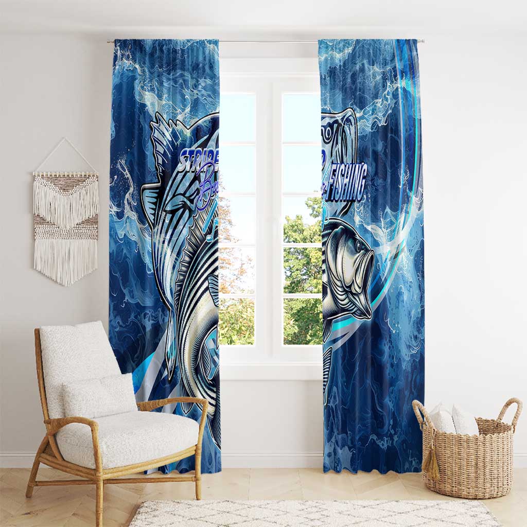 Striped Bass Fishing Window Curtain Ocean Waves