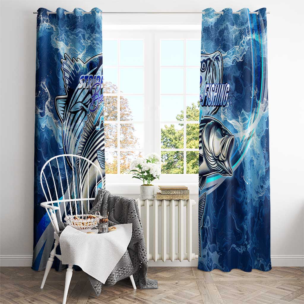 Striped Bass Fishing Window Curtain Ocean Waves