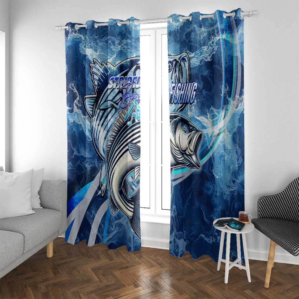 Striped Bass Fishing Window Curtain Ocean Waves