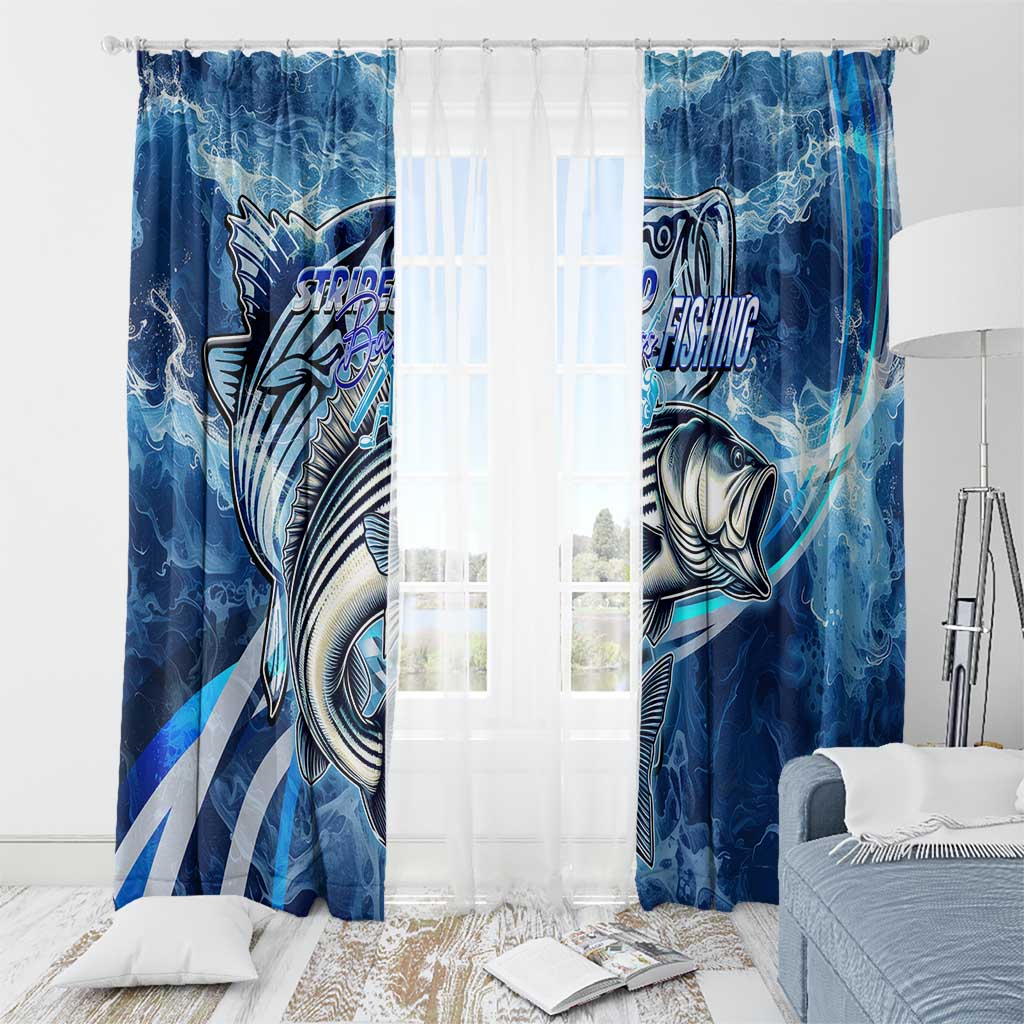 Striped Bass Fishing Window Curtain Ocean Waves