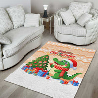 Crocodile Snappy Christmas Area Rug Cute Alligator Holiday Tree Cartoon Design - Wonder Print Shop