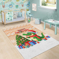 Crocodile Snappy Christmas Area Rug Cute Alligator Holiday Tree Cartoon Design - Wonder Print Shop