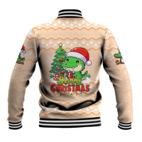 Crocodile Snappy Christmas Baseball Jacket Cute Alligator Holiday Tree Cartoon Design - Wonder Print Shop