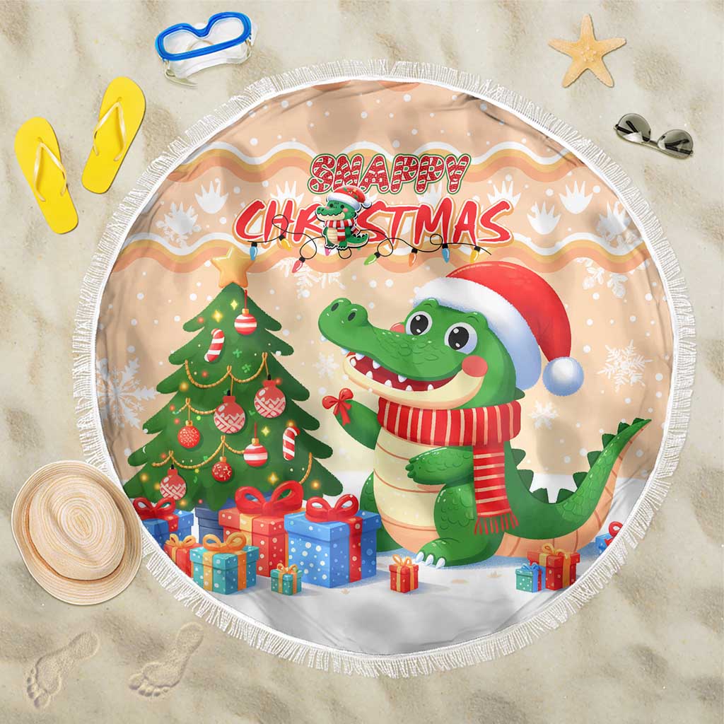 Crocodile Snappy Christmas Beach Blanket Cute Alligator Holiday Tree Cartoon Design - Wonder Print Shop