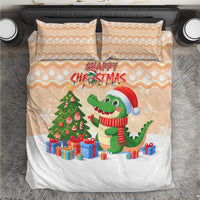 Crocodile Snappy Christmas Bedding Set Cute Alligator Holiday Tree Cartoon Design - Wonder Print Shop