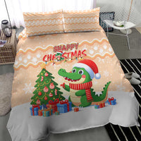 Crocodile Snappy Christmas Bedding Set Cute Alligator Holiday Tree Cartoon Design - Wonder Print Shop