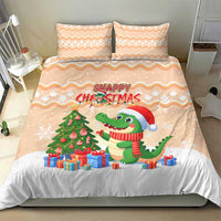 Crocodile Snappy Christmas Bedding Set Cute Alligator Holiday Tree Cartoon Design - Wonder Print Shop