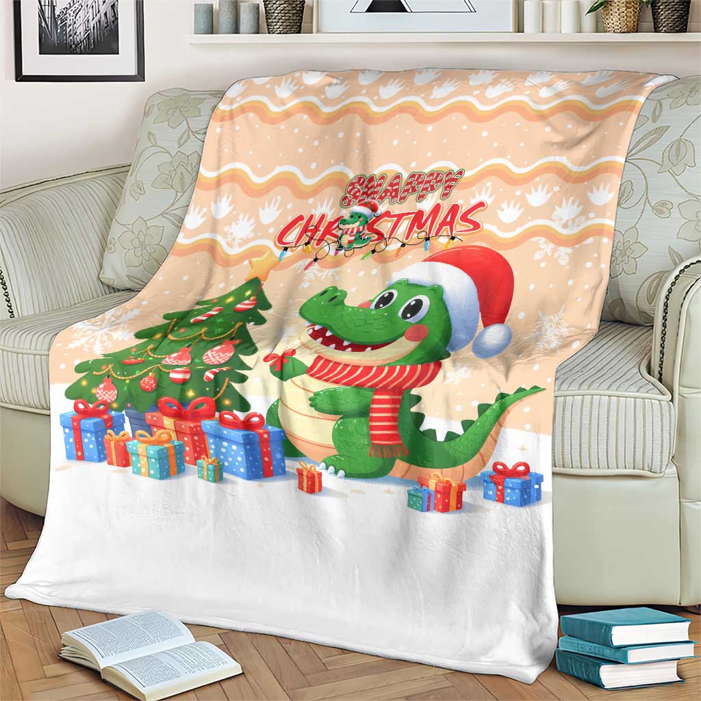 Crocodile Snappy Christmas Blanket Cute Alligator Holiday Tree Cartoon Design - Wonder Print Shop