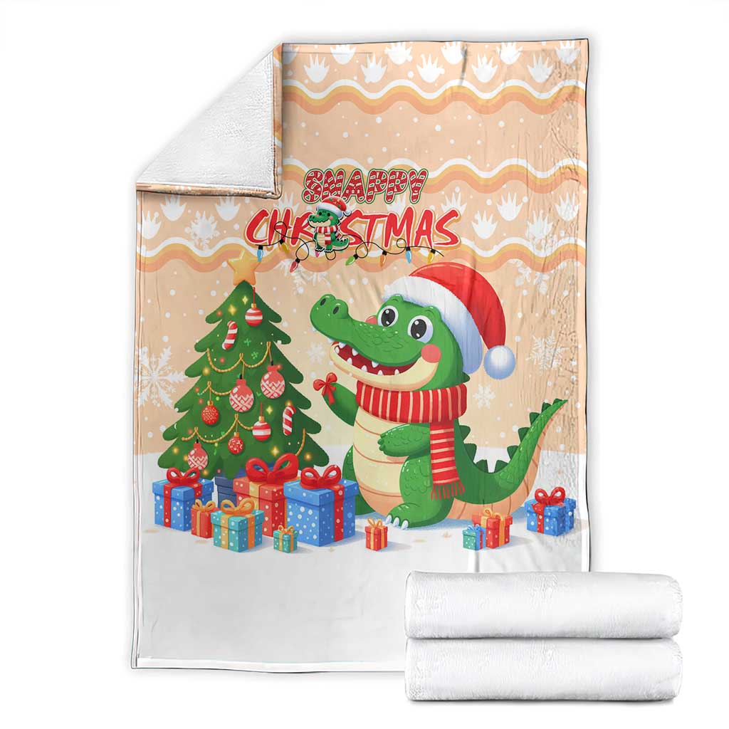 Crocodile Snappy Christmas Blanket Cute Alligator Holiday Tree Cartoon Design - Wonder Print Shop