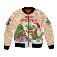 Crocodile Snappy Christmas Bomber Jacket Cute Alligator Holiday Tree Cartoon Design - Wonder Print Shop