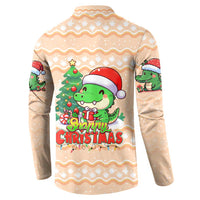 Crocodile Snappy Christmas Button Sweatshirt Cute Alligator Holiday Tree Cartoon Design - Wonder Print Shop
